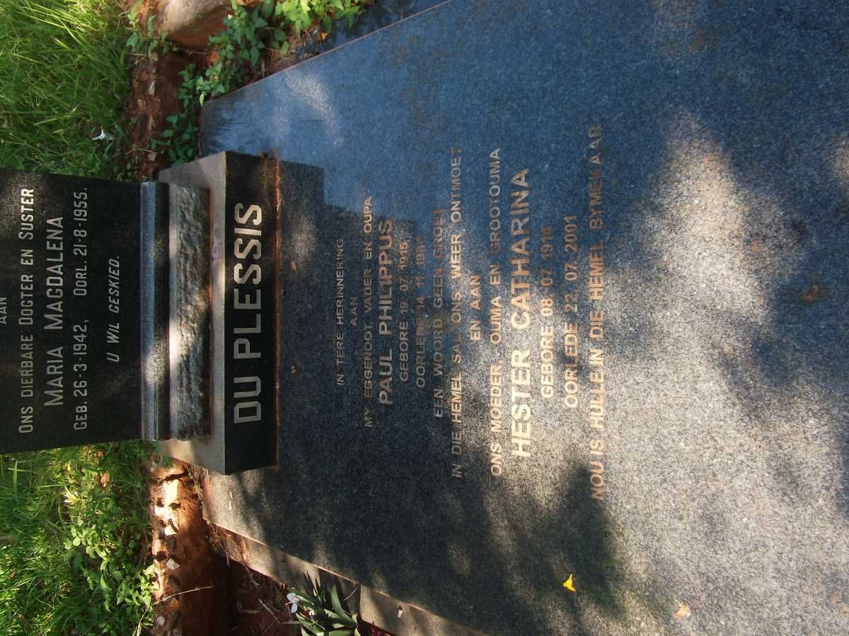 PLESSIS Maria Magdalena, du 1942-1955 :: DU PLESSIS Paul Philippus 1915-1984 &amp; Hester Catharina 1914-2001
