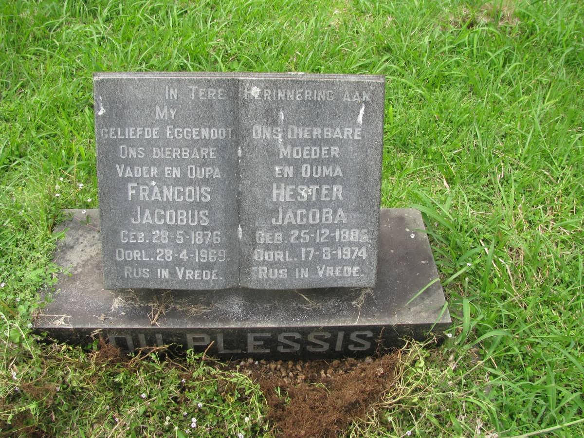 PLESSIS Francois Jacobus, du 1876-1969 &amp; Hester Jacoba 1885-1974