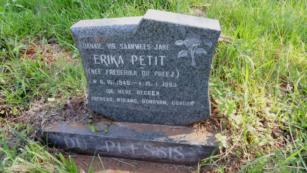 PLESSIS Erika Petit, du nee du PREEZ 1945-1993