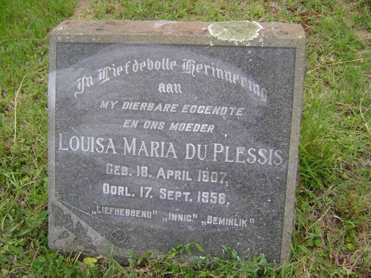 PLESSIS Louisa Maria, du 1907-1958