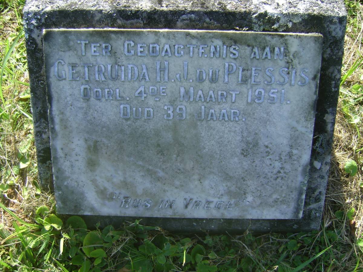 PLESSIS Getruida H.J., du -1951