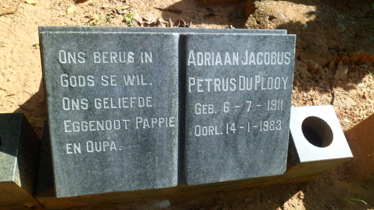 PLOOY Adriaan Jacobus Petrus, du 1911-1983