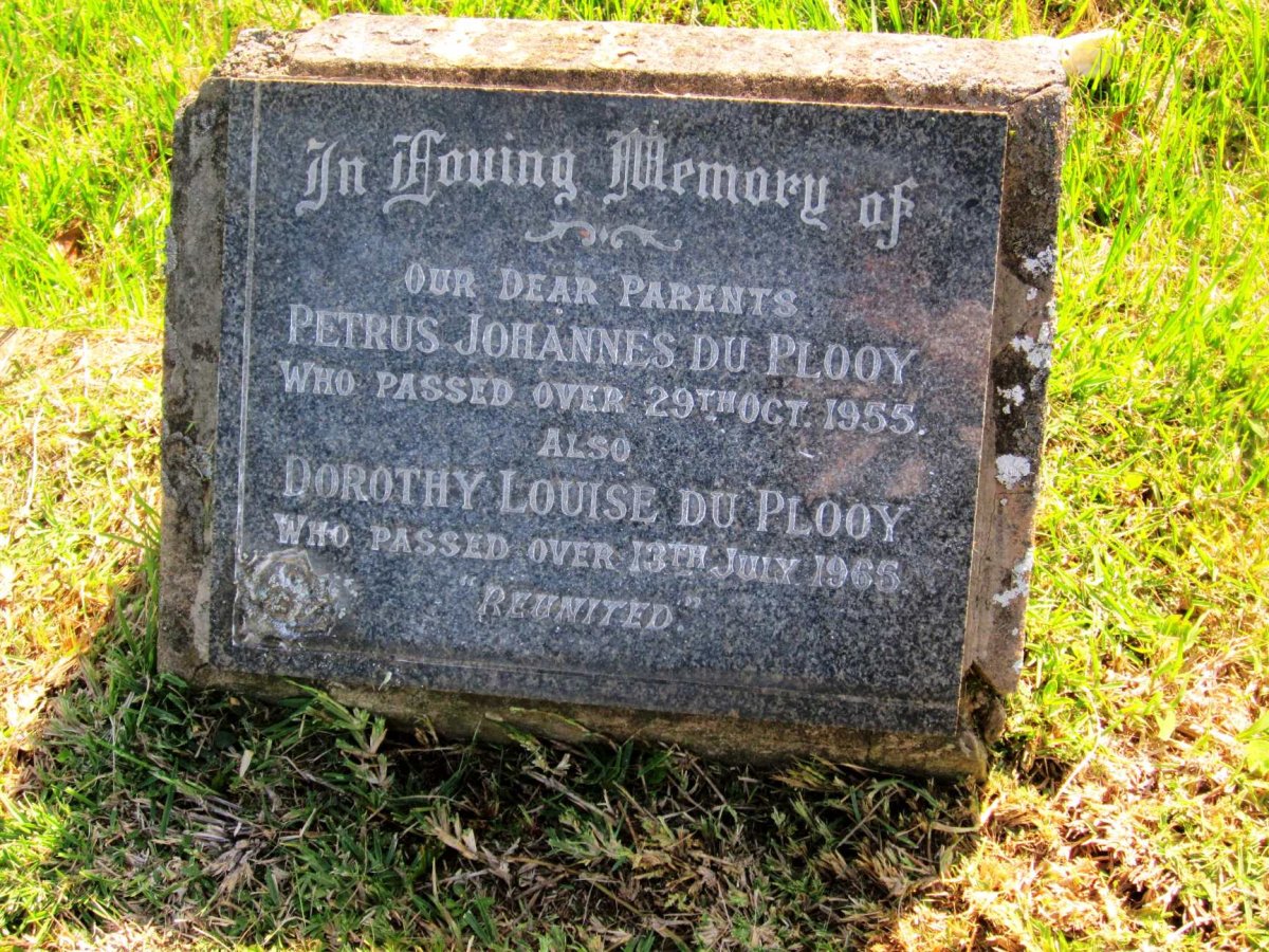 PLOOY Petrus Johannes, du -1955 &amp; Dorothy Louise -1965