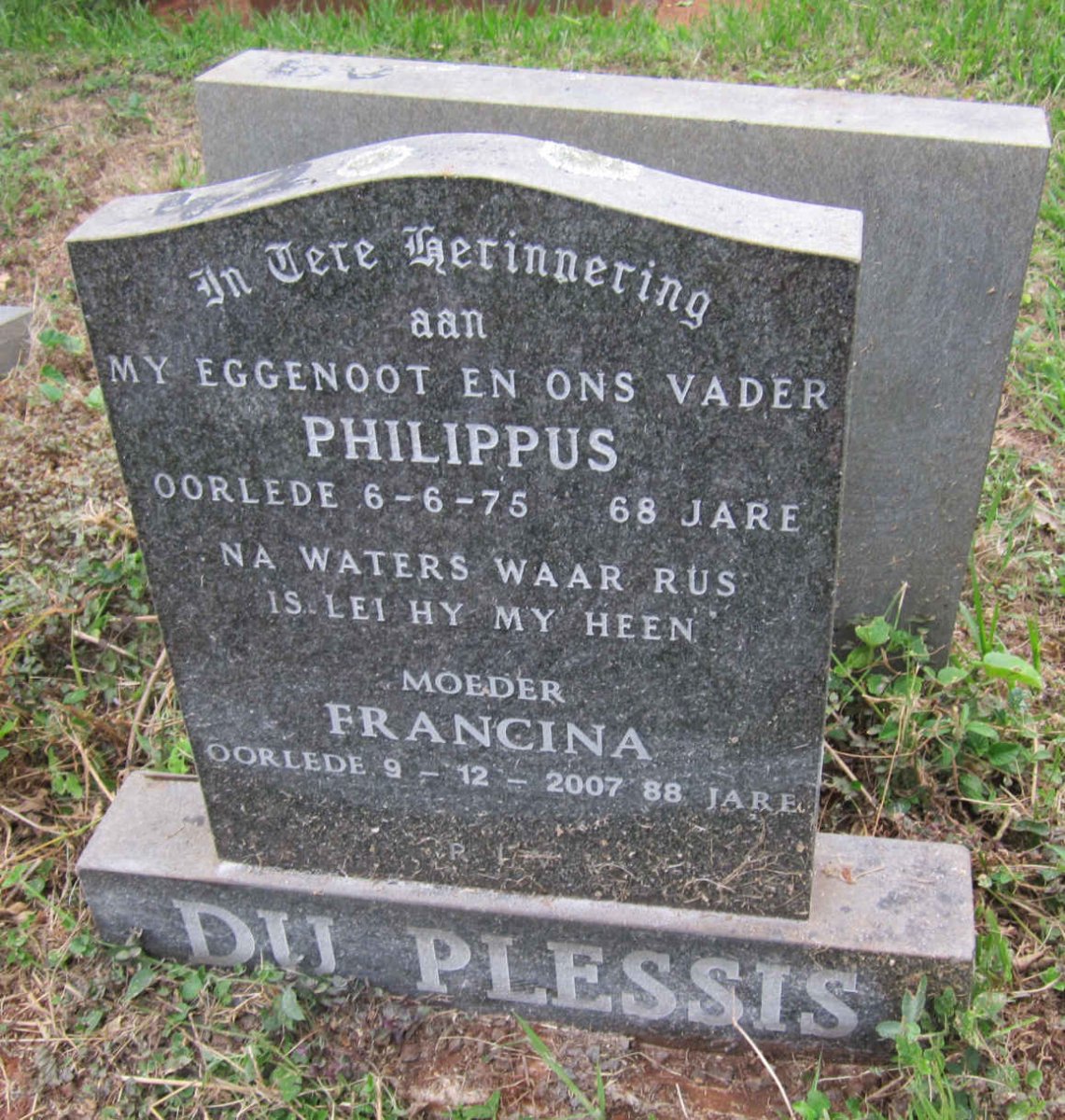 PLESSIS Philippus, du -1975 &amp; Francina -2007