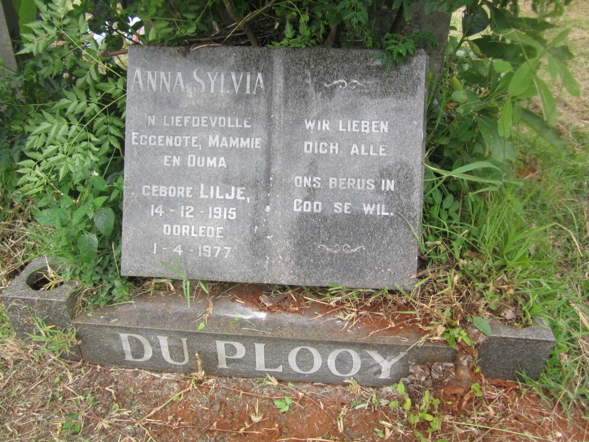 PLOOY Anna Sylvia, du nee LILJE 1915-1977