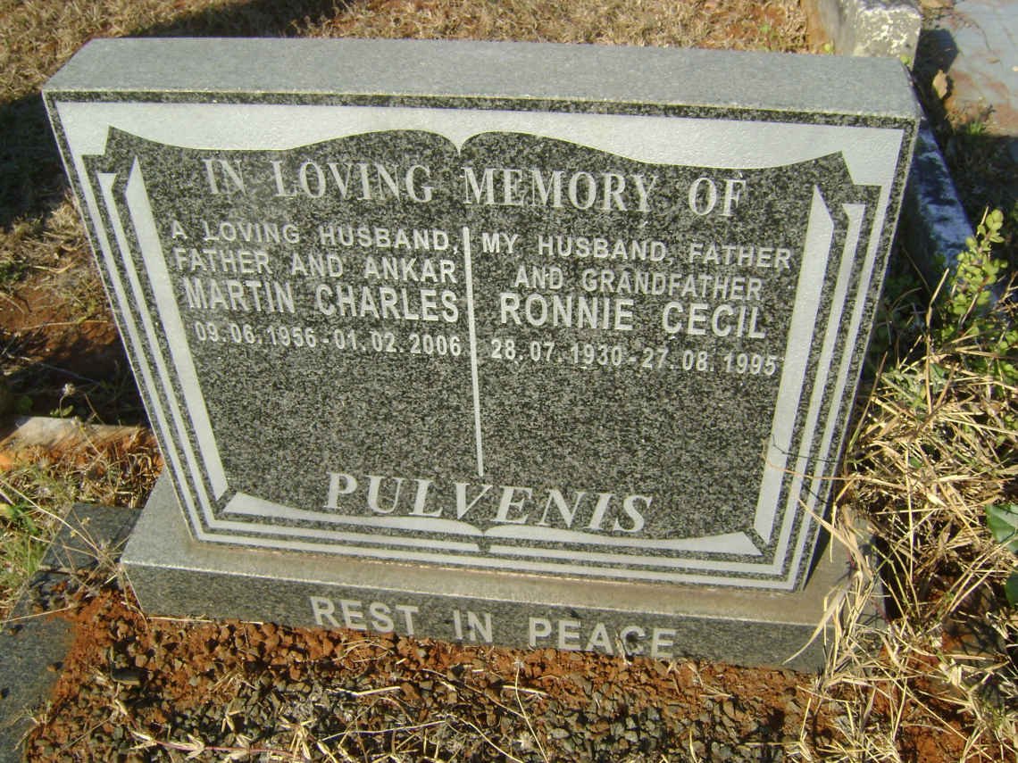 PULVENIS Ronnie Cecil 1930-1995 :: PULVENIS Martin Charles 1956-2006
