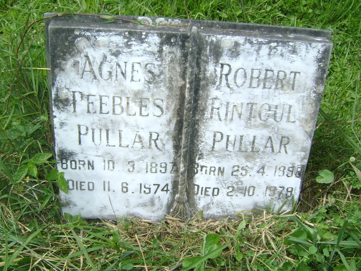 PULLAR Robert Rintoul 1898-1978 &amp; Agnes Peebles 1897-1974