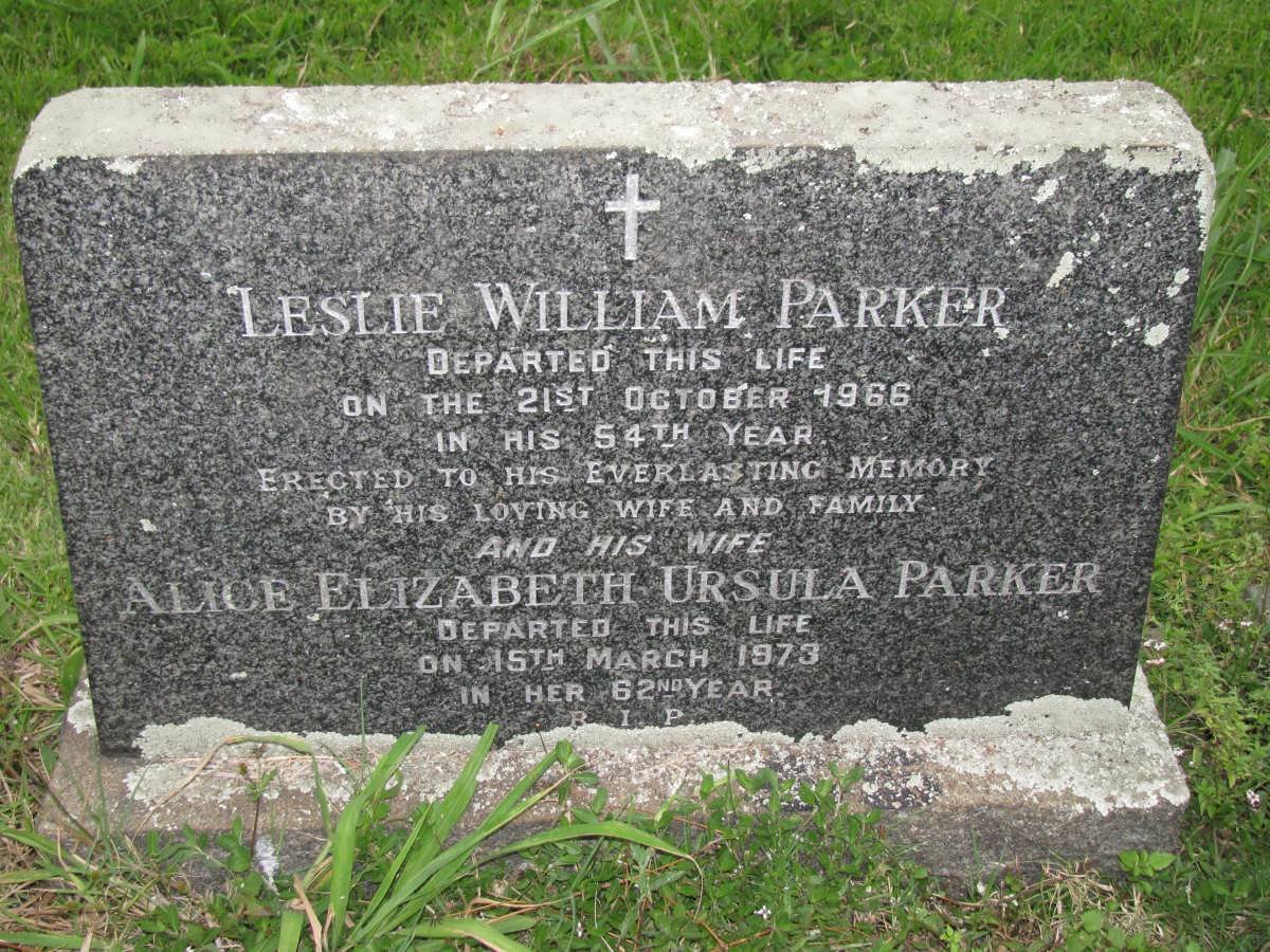 PARKER Leslie William -1966 &amp; Alice Elizabeth Ursula -1973