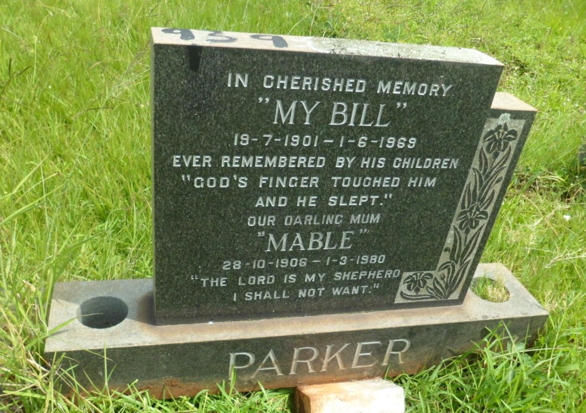 PARKER Bill 1901-1969 &amp; Mable 1906-1980