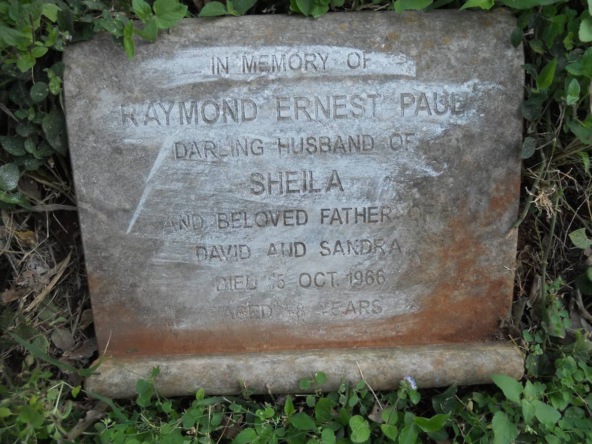 PAUL Ernest Tripp -1958 &amp; Vickers Esther -1932 :: PAUL Raymond Ernest -1966 &amp; Sheila -1998