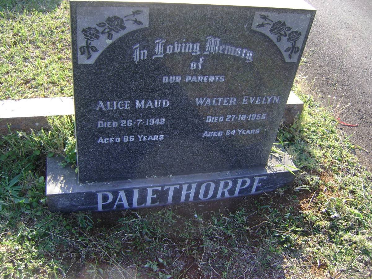 PALETHORPE Walter Evelyn -1955 &amp; Alice Maud -1948