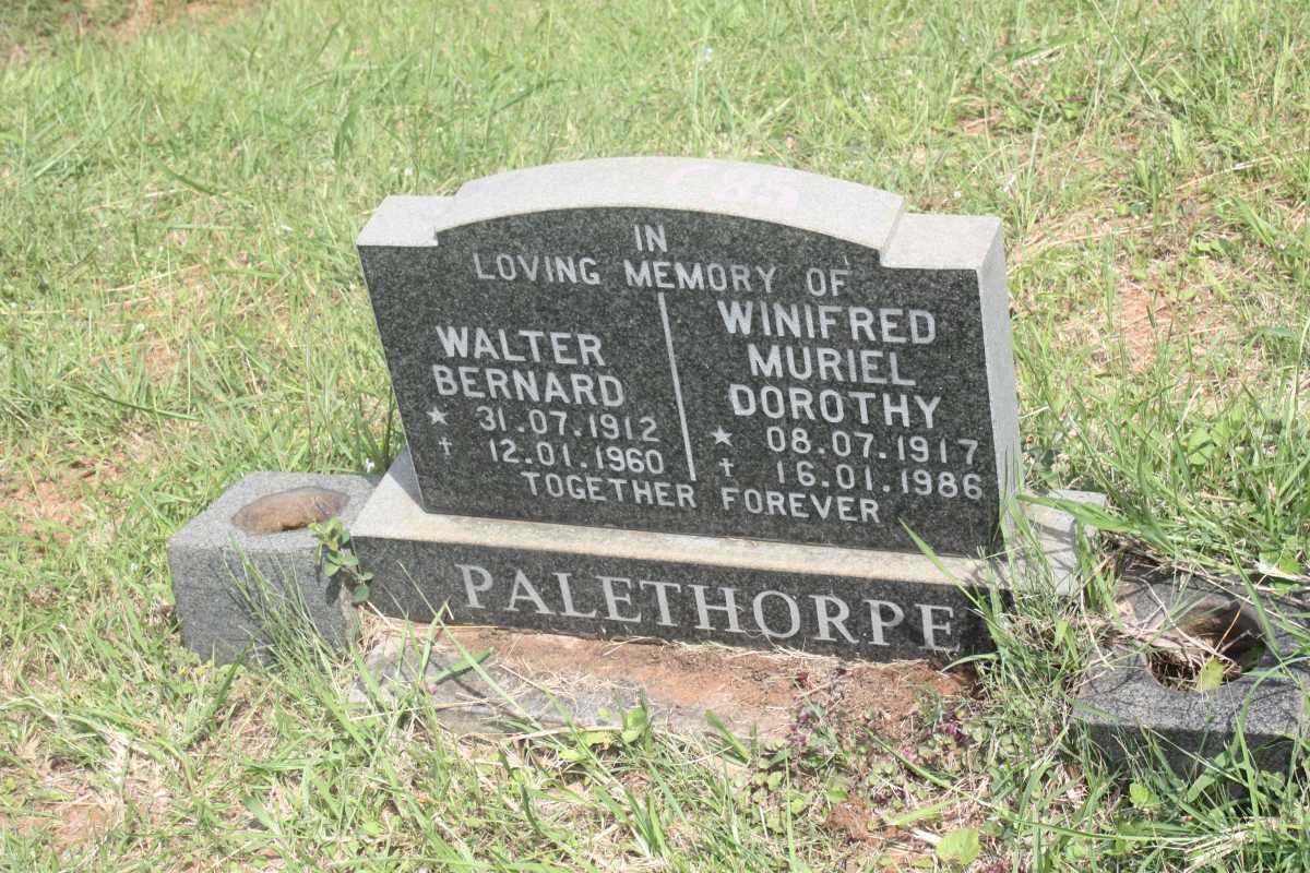 PALETHORPE Walter Bernard 1912-1960 &amp; Winifred Muriel Dorothy 1917-1986