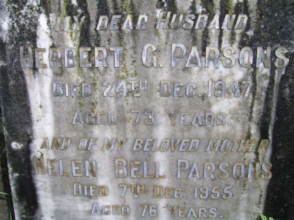 PARSONS Herbert G. -1947 &amp; Helen Bell -1955