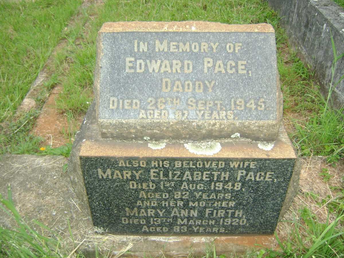 PAGE Edward -1945 :: PAGE Mary Elizabeth -1948 :: FIRTH Mary Ann -1920