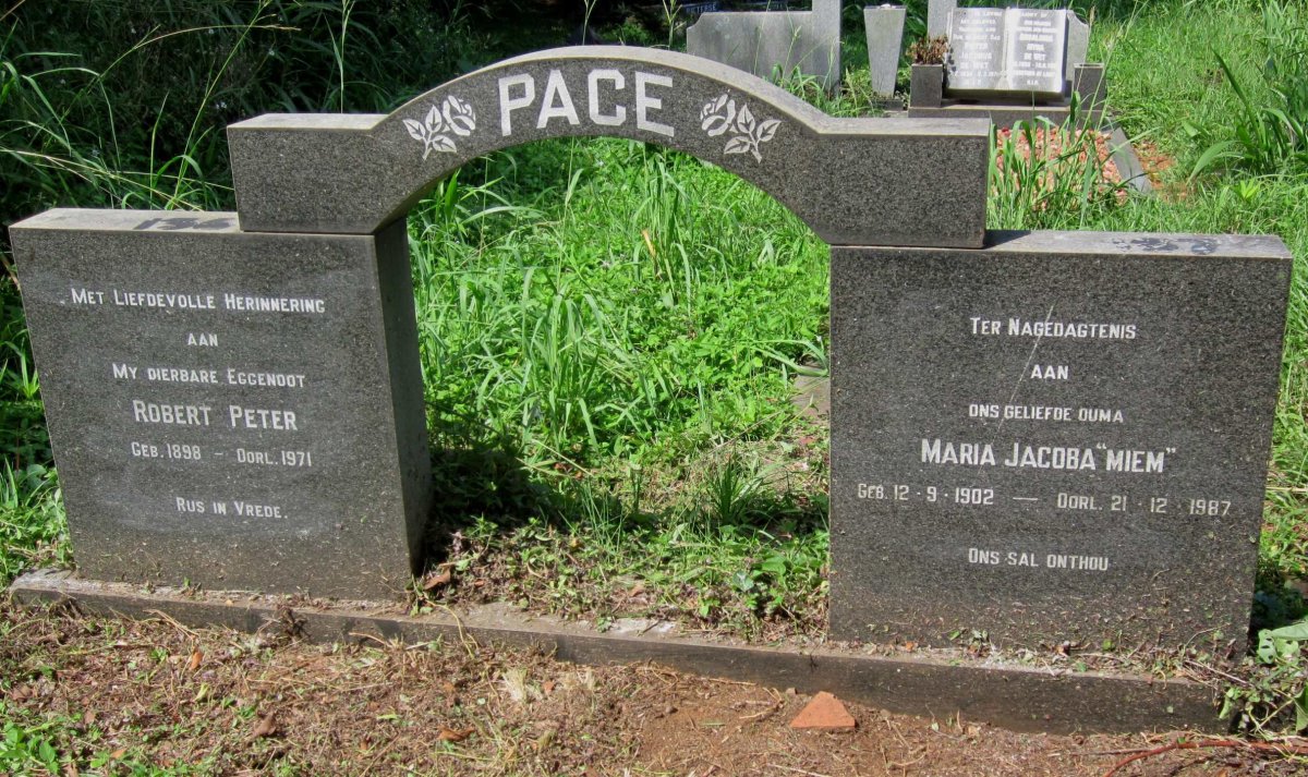 PACE Robert Peter 1889-1971 &amp; Maria Jacoba 1902-1987