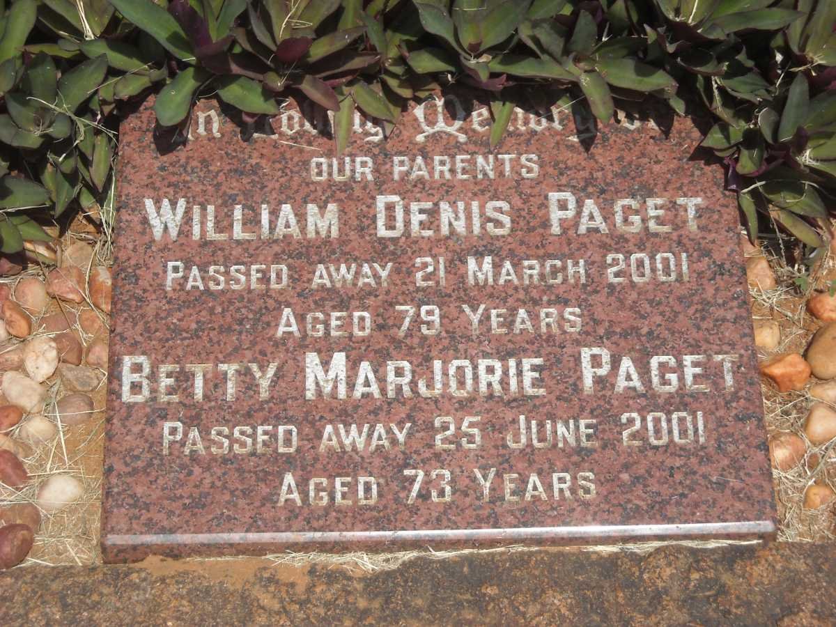 PAGET  William Denis -2001 &amp; Betty Marjorie -2001