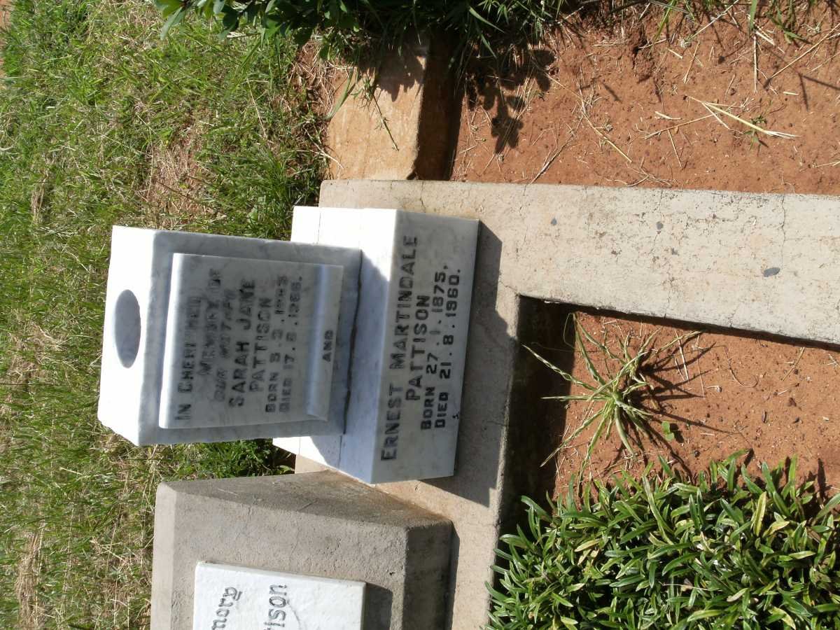 PATTISON Ernest Martindale 1875-1960 &amp; Sarah Jane 1883-1966