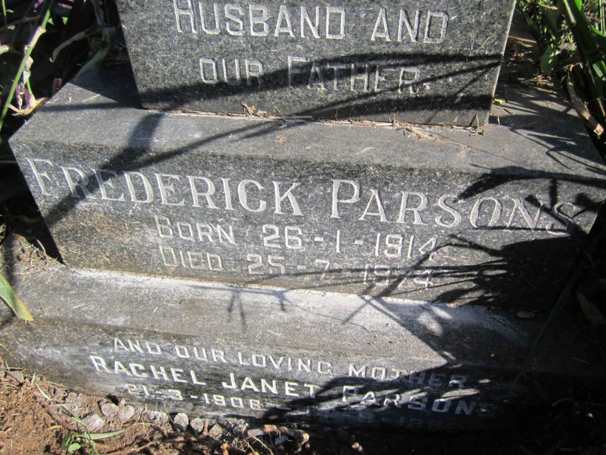 PARSONS Frederick 1914-1974 &amp; Rachel Janet 1908-1985