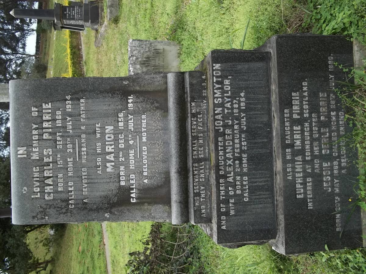 PIRRIE Charles 1866-1934 &amp; Marion 1856-1941 :: TAYLOR Joan Smyton 1887-1954