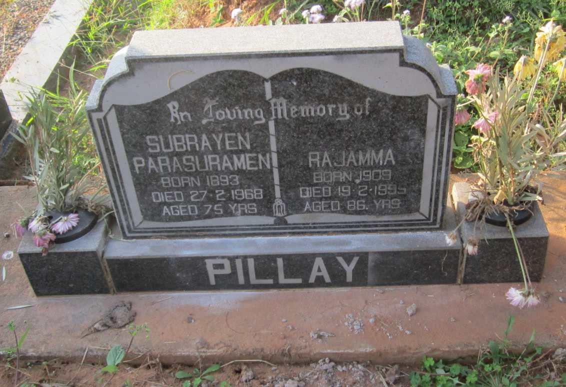 PILLAY Subrayen Parasuramen 1893-1968 &amp; Rajamma 1909-1995