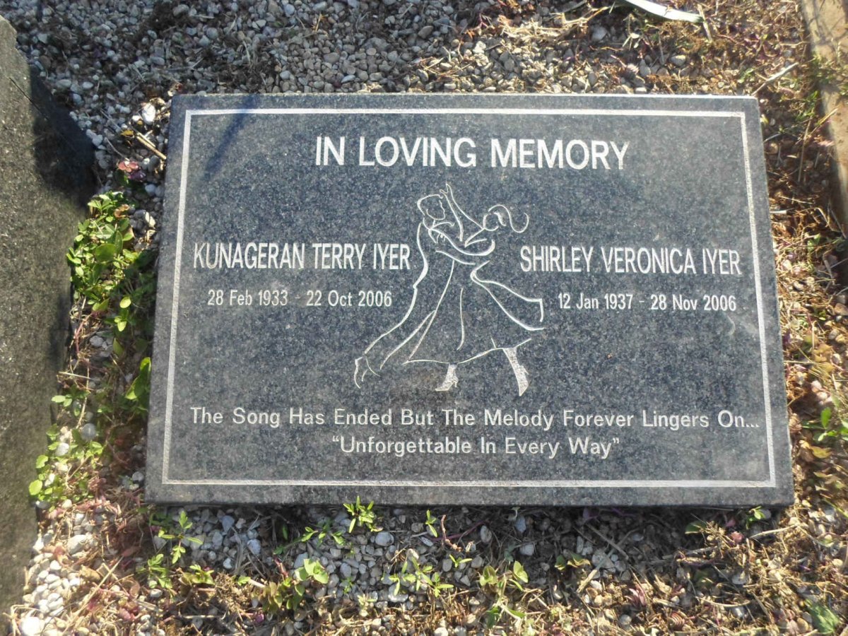 IYER Kunageran Terry 1933-2006 &amp; Shirley Veronica 1937-2006