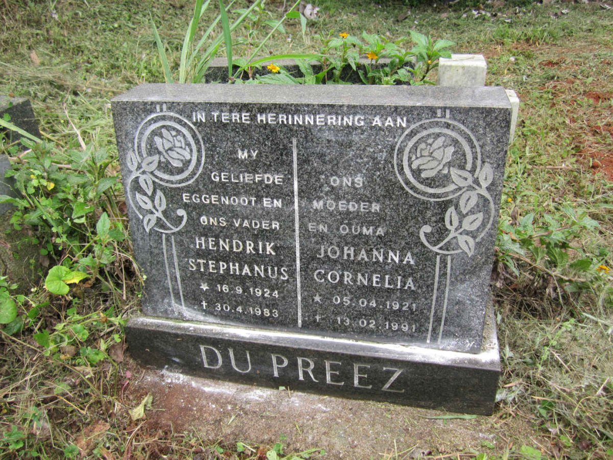PREEZ Hendrik Stephanus, du 1924-1983 &amp; Johanna Cornelia 1921-1991