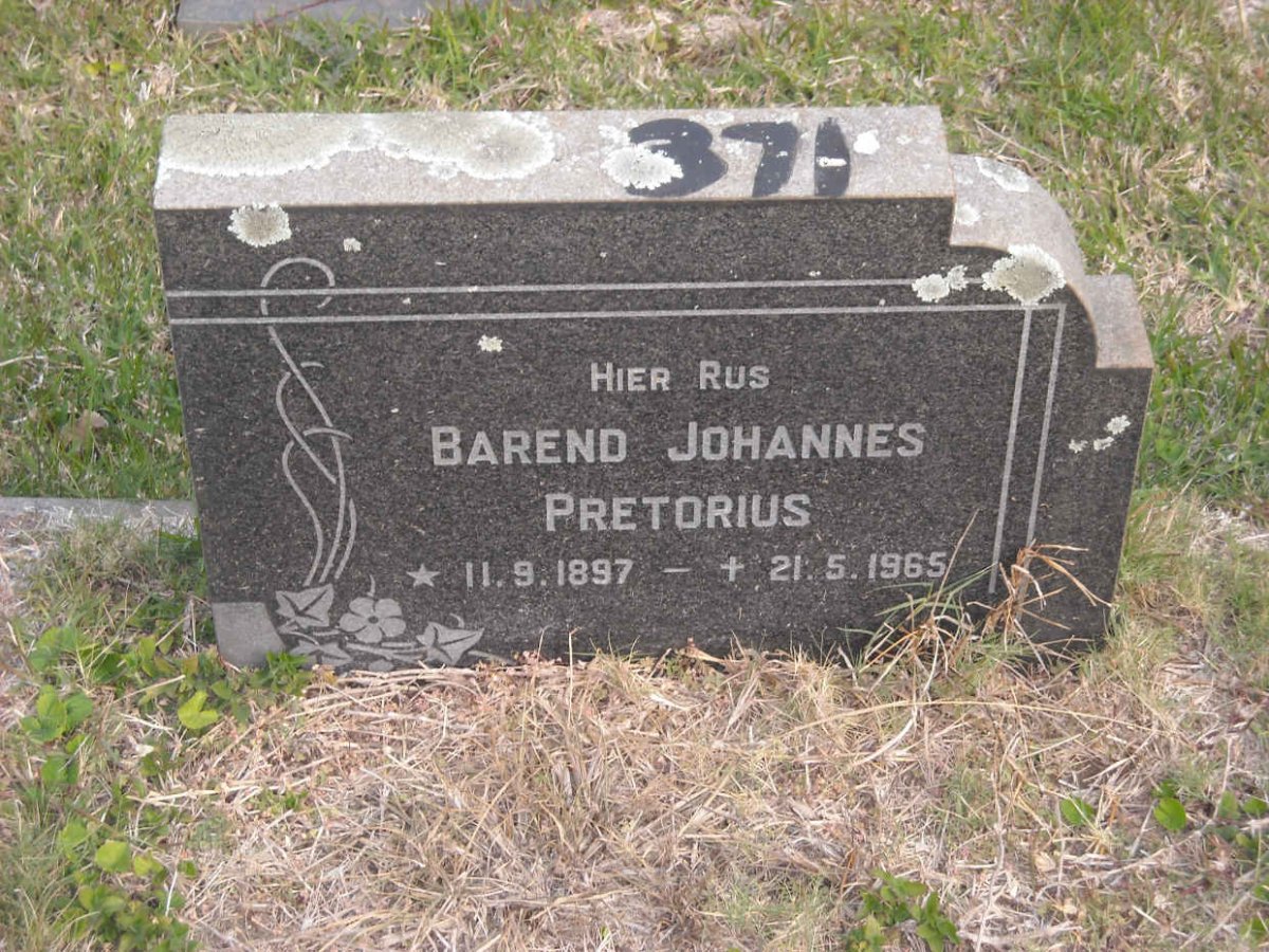 PRETORIUS Barend Johannes 1897-1965