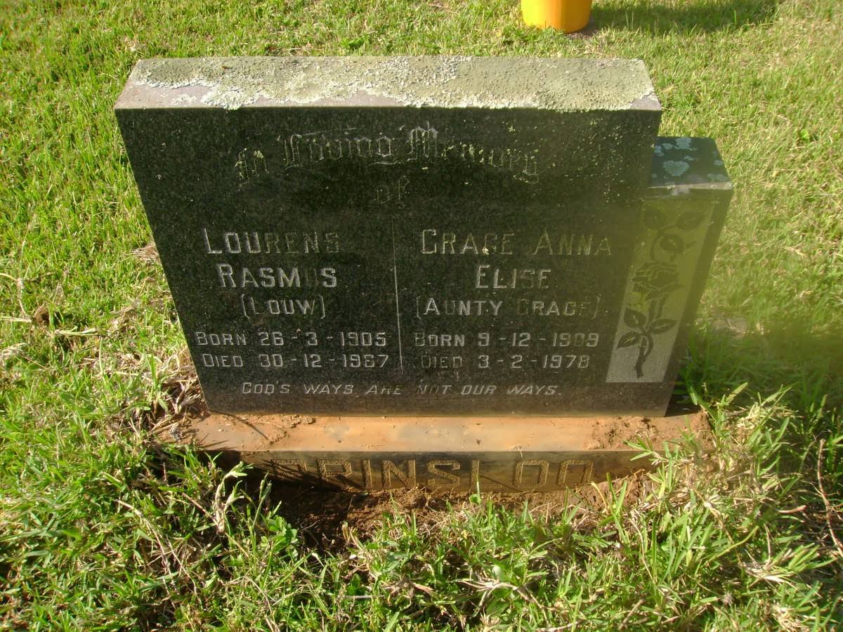 PRINSLOO Lourens Rasmus 1905-1967 &amp; Grace Anna Elise 1909-1978