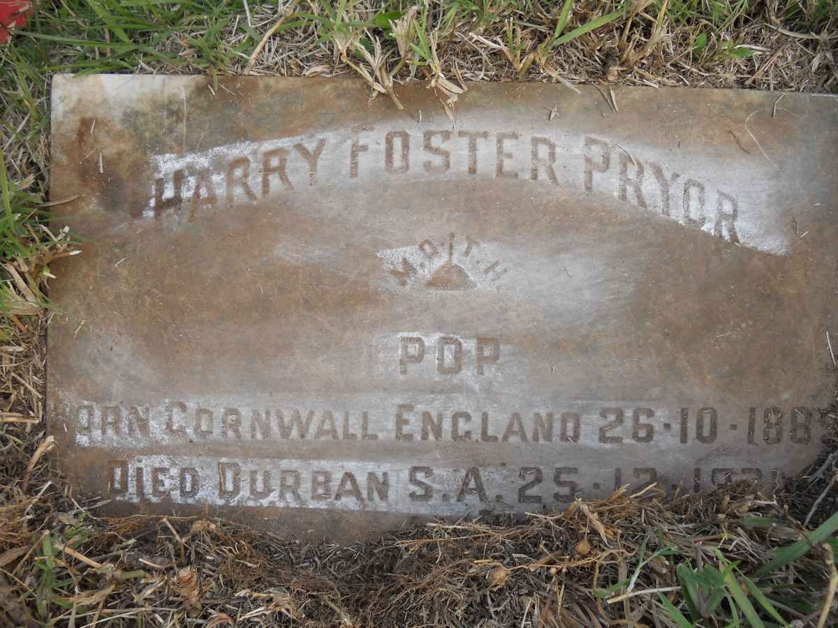 PRYOR Harry Foster 1885-1971
