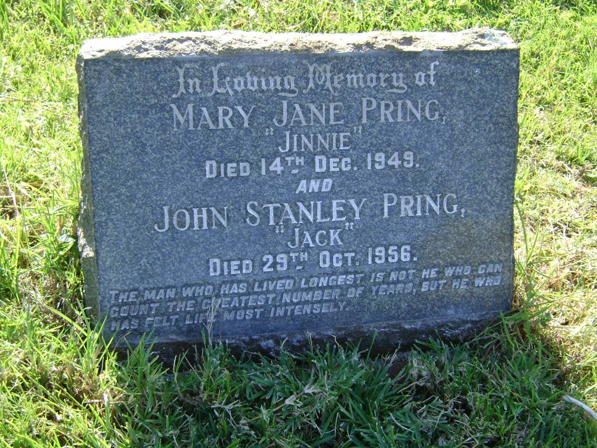 PRING John Stanley -1956 &amp; Mary Jane -1949