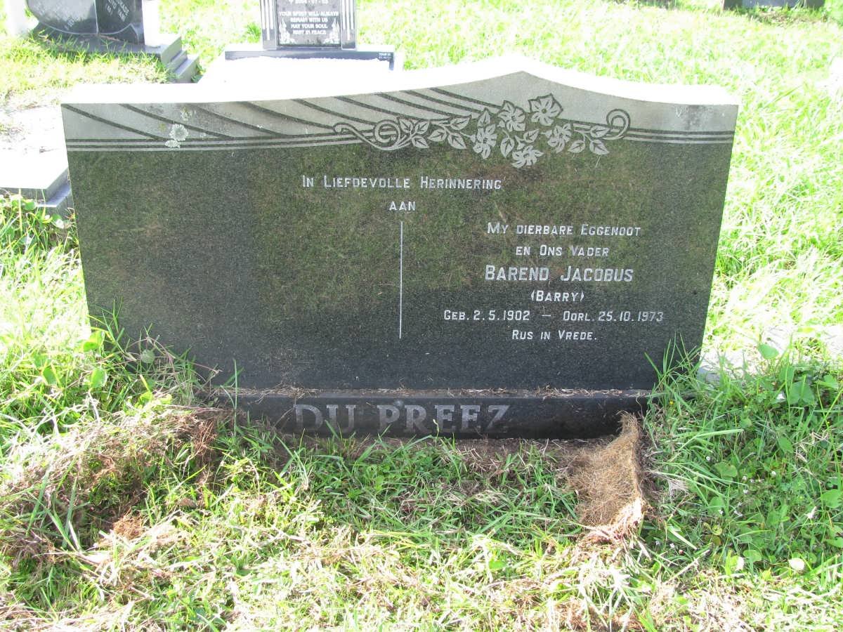 PREEZ Barend Jacobus, du 1902-1973