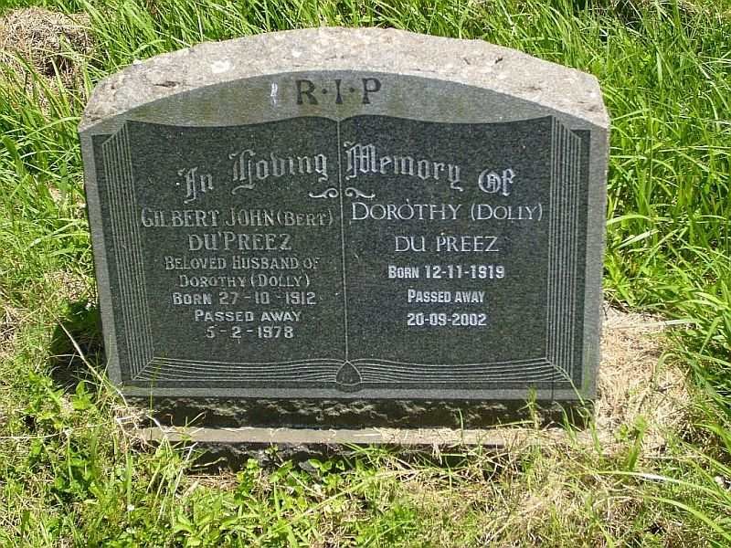PREEZ Gilbert John, du 1912-1978 &amp; Dorothy 1919-2002