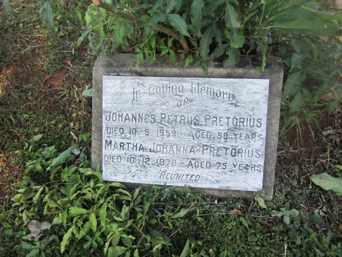 PRETORIUS Johannes Petrus -1959 &amp; Martha Johanna -1978