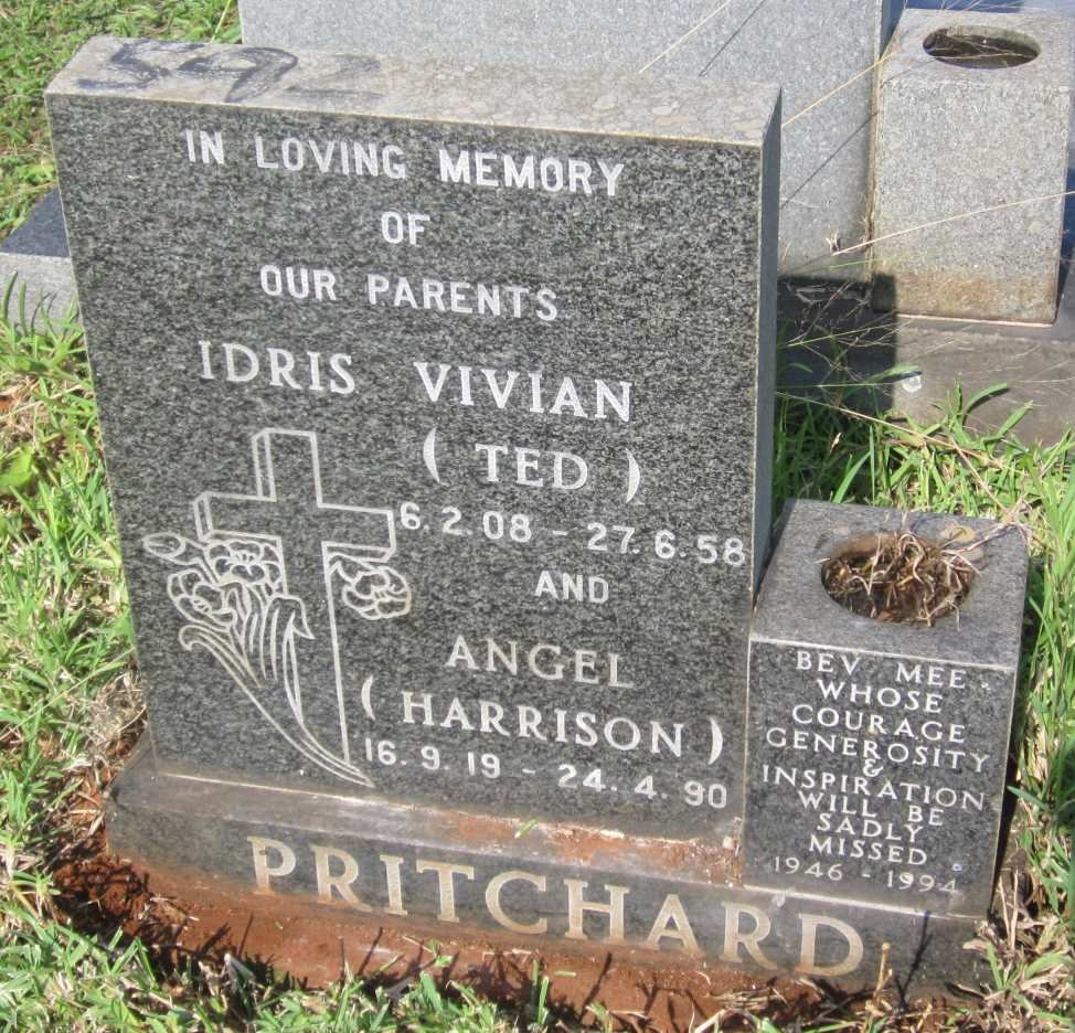 PRITCHARD Idris Vivian 1908-1958 &amp; Angel HARRISON 1919-1990 :: MEE Bev 1946-1994