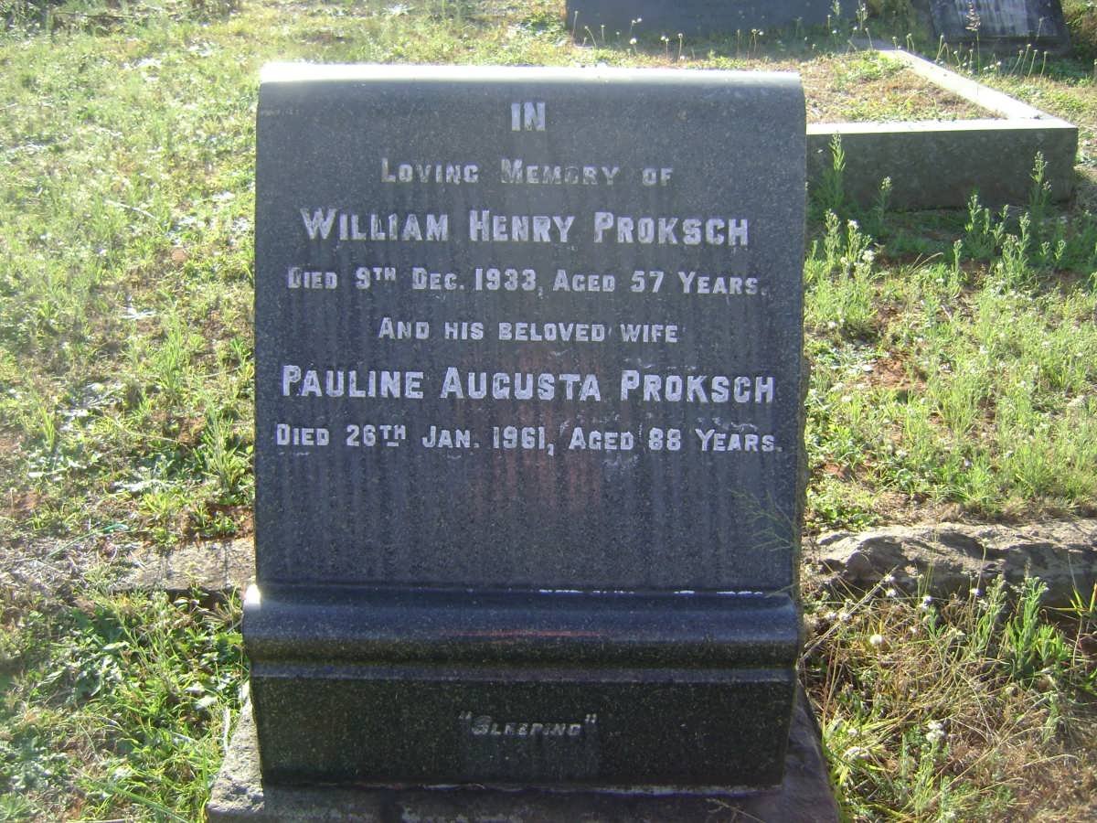 PROKSCH William Henry -1933 &amp; Pauline Augusta -1961
