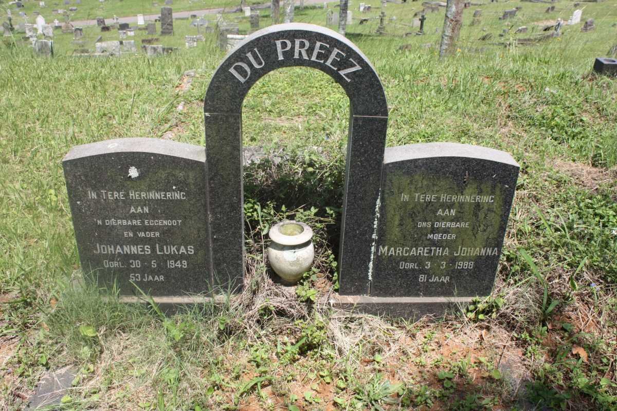 PREEZ Johannes Lukas, du -1949 &amp; Margretha Johanna -1988