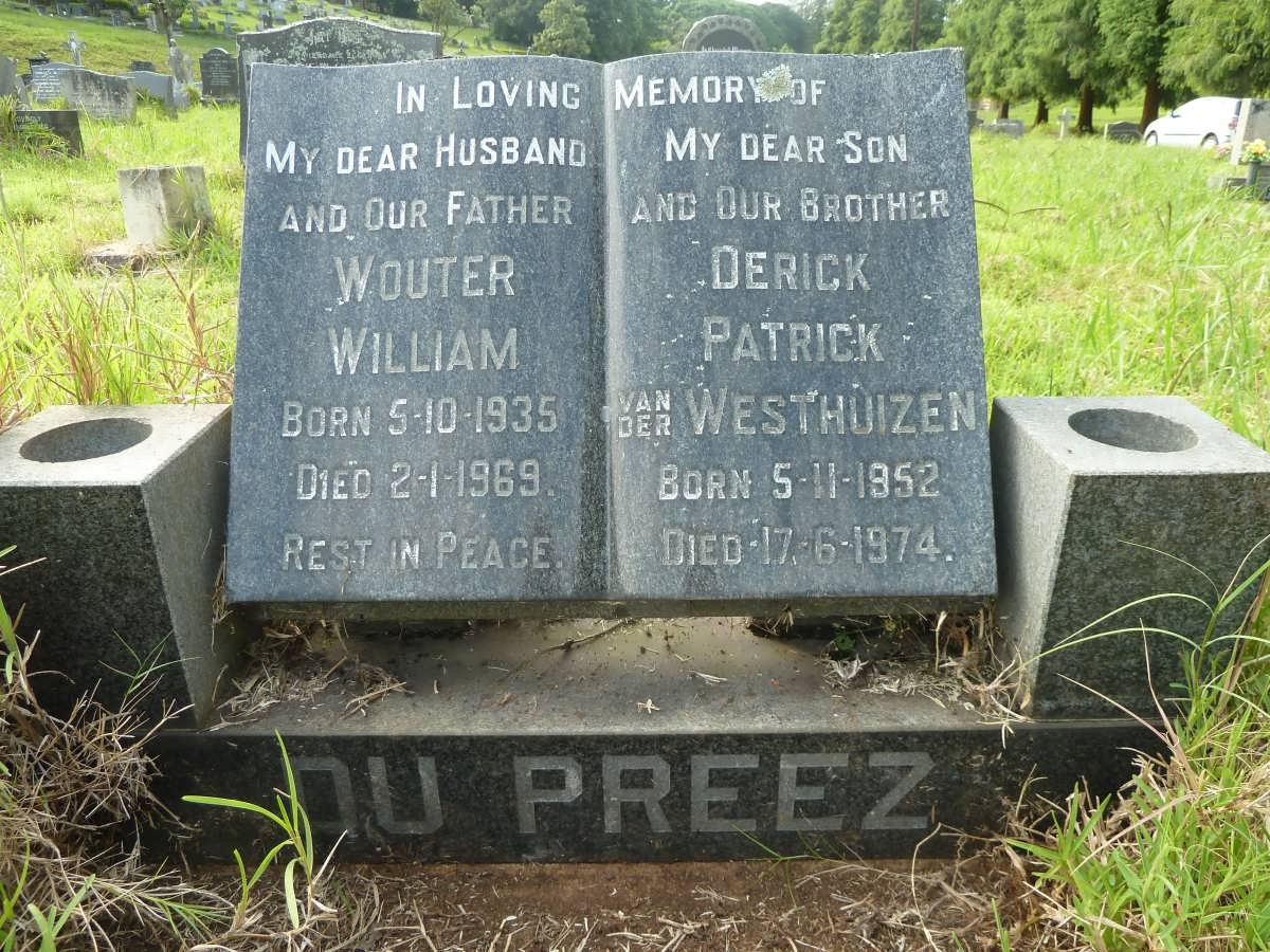 PREEZ Wouter William, du 1935-1969 :: DU PREEZ Derick Patrick van der Westhuizen 1952-1974