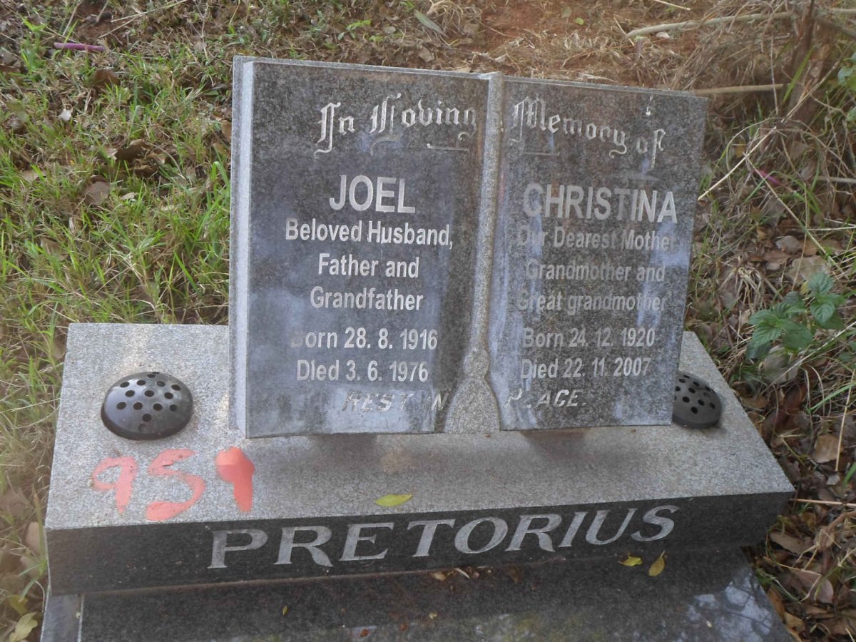 PRETORIUS Joel 1916-1976 &amp; Christina 1920-2007