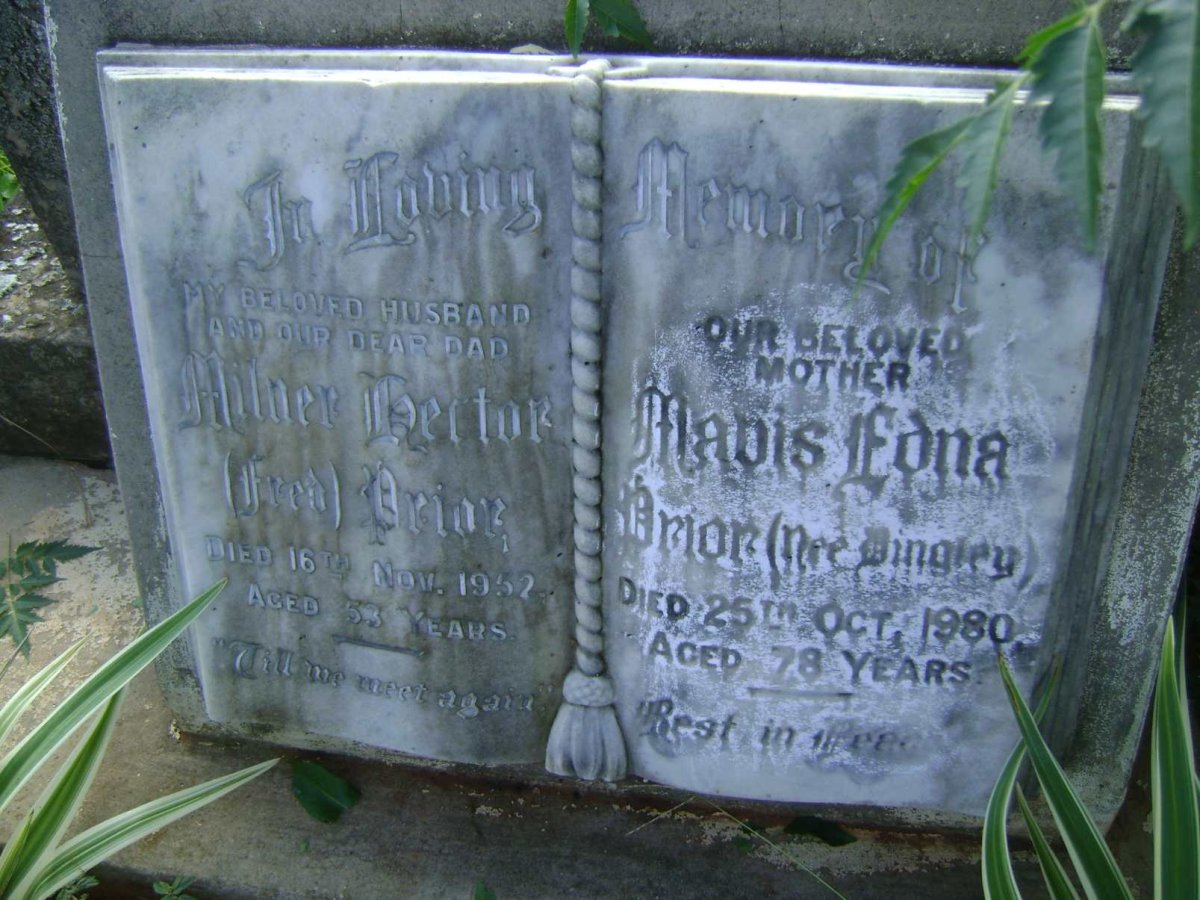 PRIOR Milner Hector -1952 &amp; Mavis Edna DINGLEY -1980