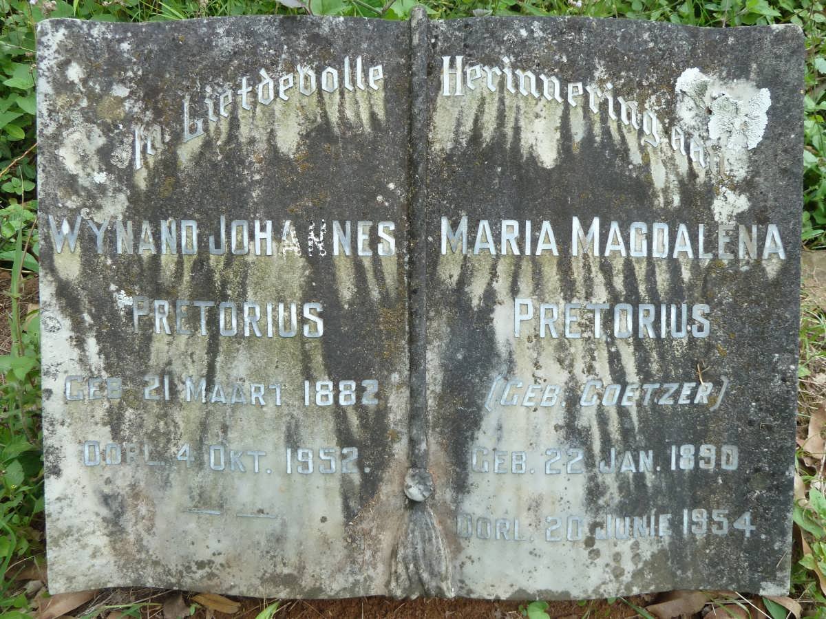 PRETORIUS Wynand Johannes 1882-1952 &amp; Maria Magdalena COETZER 1890-1954