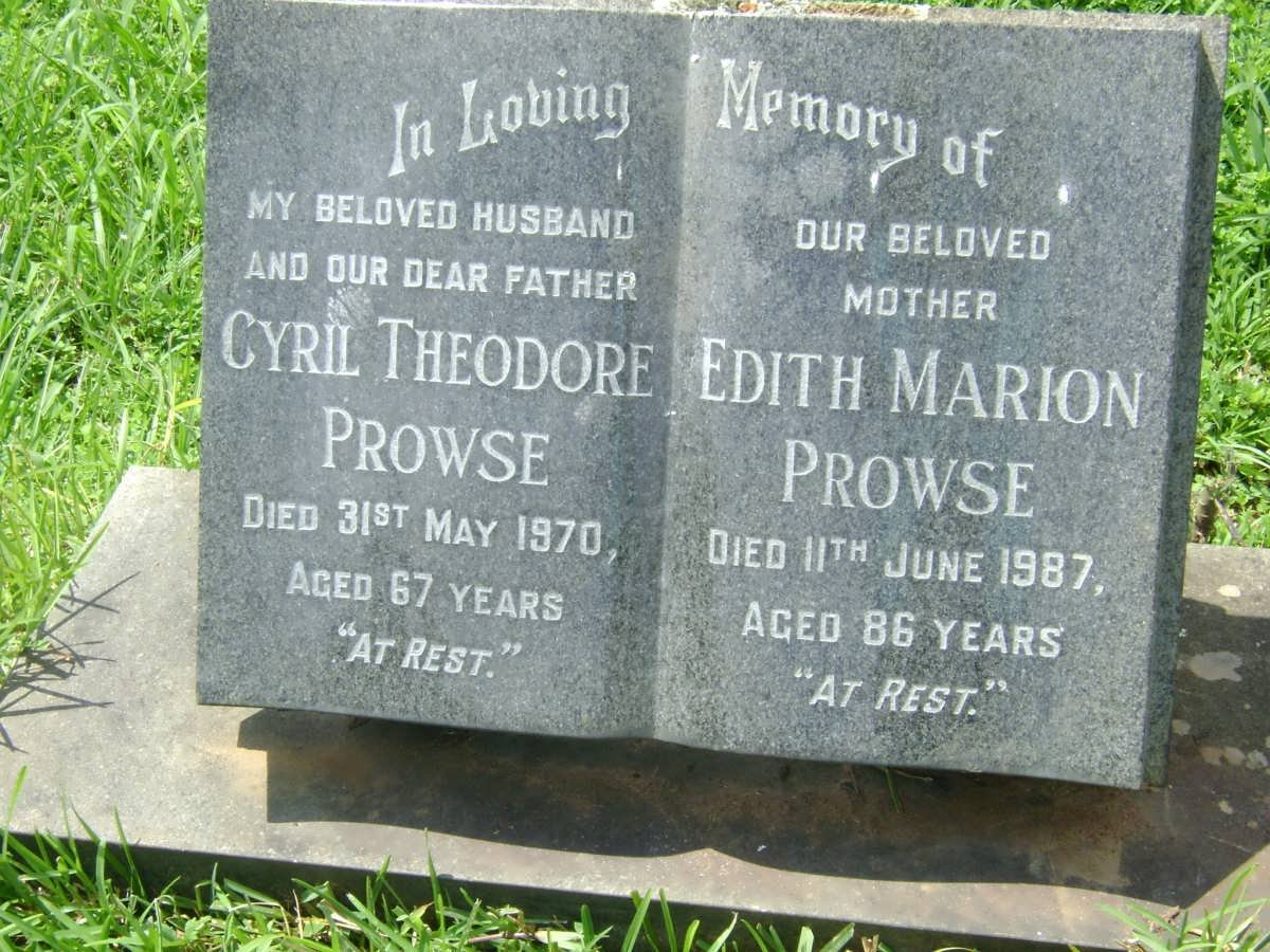 PROWSE Cyril Theodore -1970 &amp; Edith Marion -1987