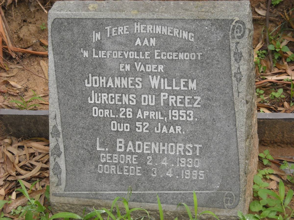 PREEZ Johannes Jurgens, du -1953 :: BADENHORST L. 1930-1995