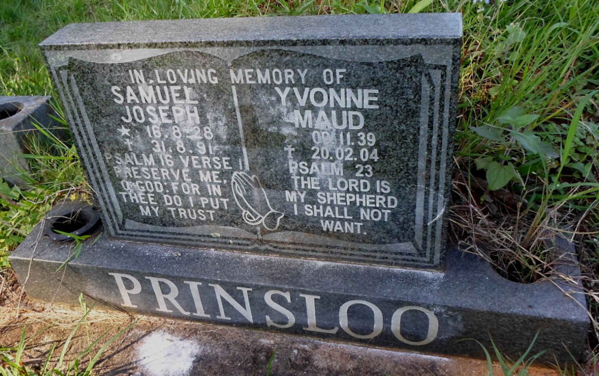 PRINSLOO Samuel Joseph 1928-1991 &amp; Yvonne Maud 1939-2004