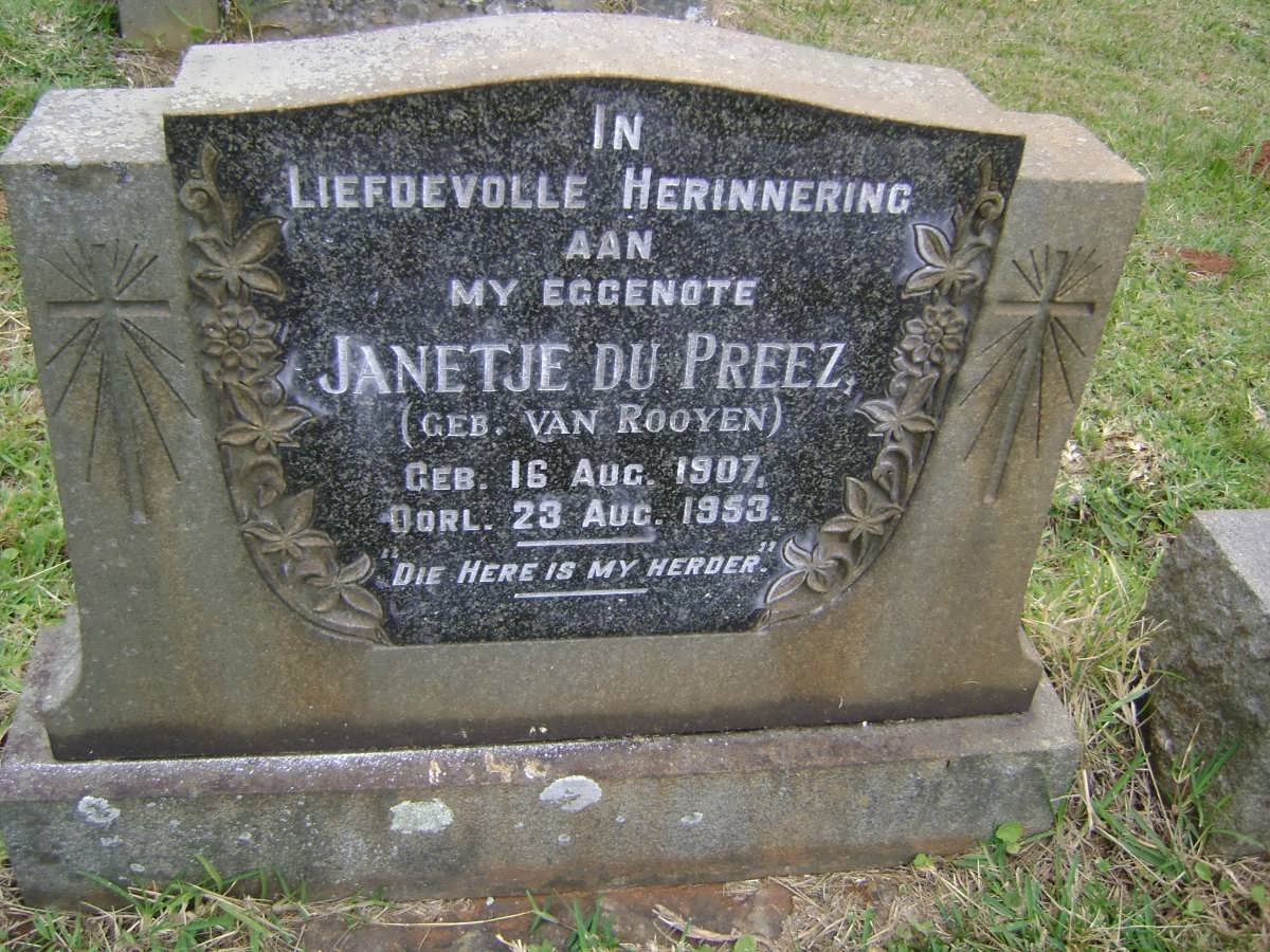 PREEZ Janetje, du nee VAN ROOYEN 1907-1953