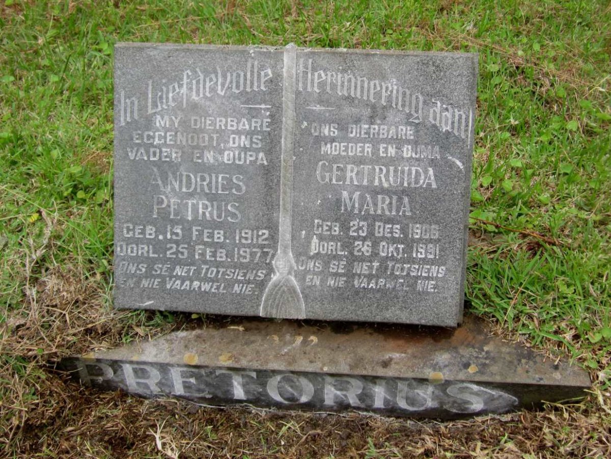 PRETORIUS Andries Petrus 1912-1977 &amp; Gertruida Maria 1906-1991