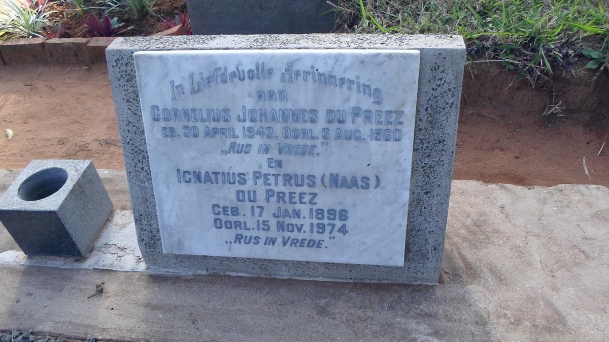 PREEZ Cornelius Johannes, du 1943-1960 :: DU PREEZ Ignatius Petrus 1896-1974