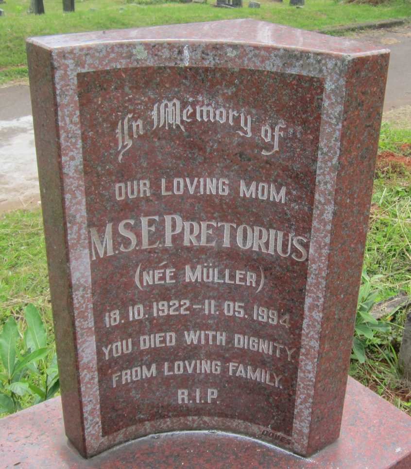 PRETORIUS M.S.E. nee MULLER 1922-1994