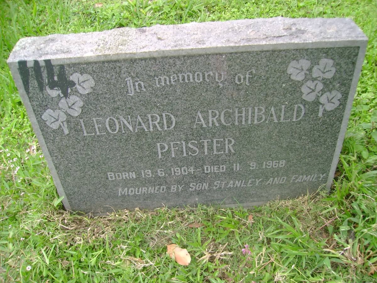 PFISTER Leonard Archibald 1904-1968
