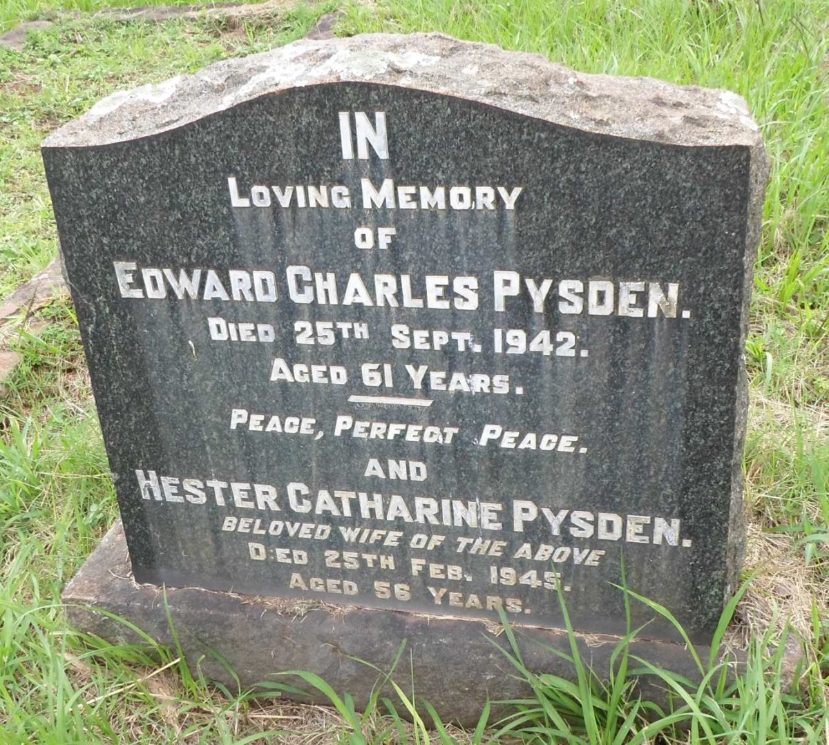 PYSDEN Edward Charles -1942 &amp; Hester Catharine -1945