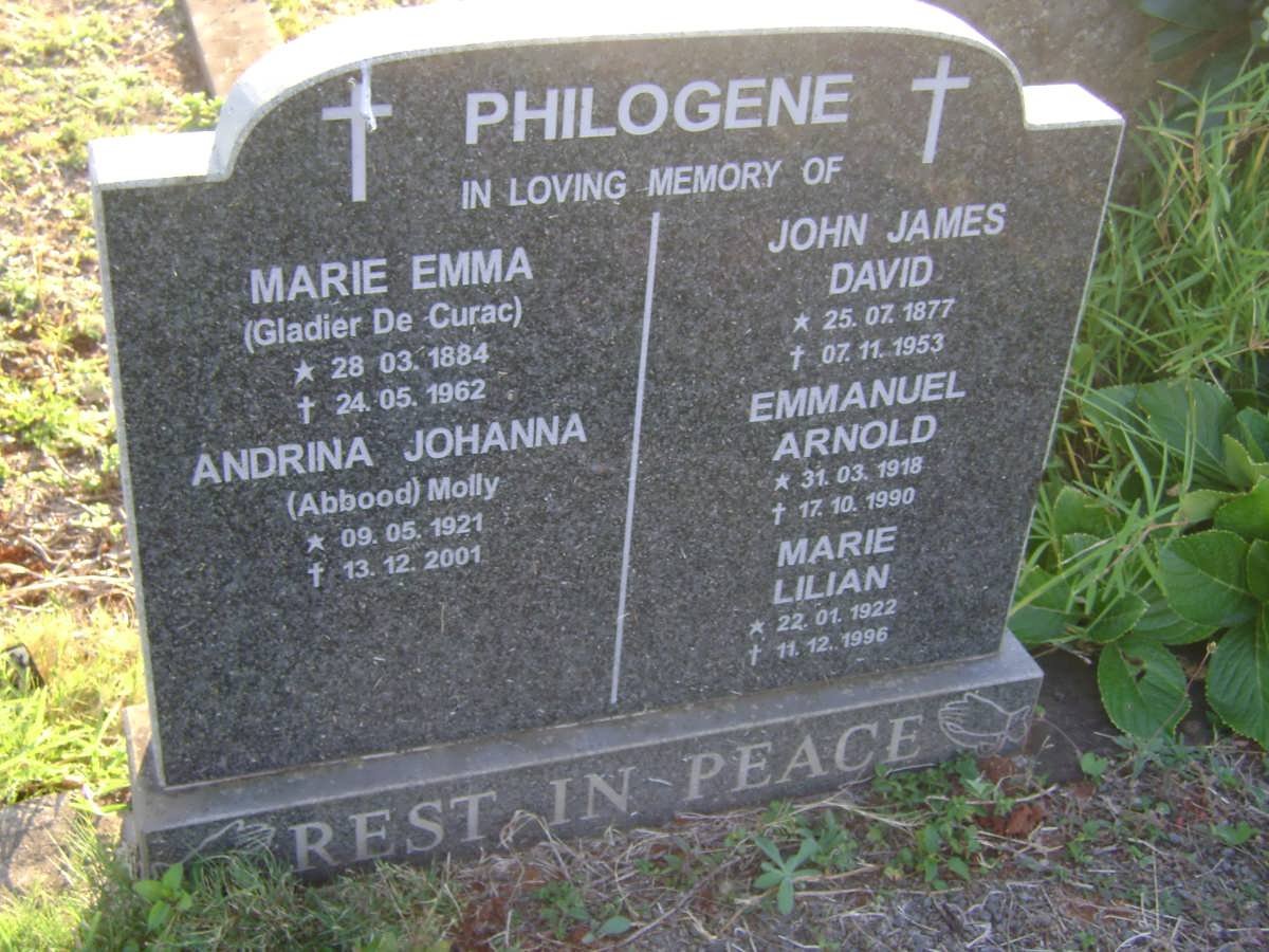 PHILOGENE John James David 1877-1953 :: PHILOGENE Marie Emma nee GLADIER DE CURAC 1884-1962 ::